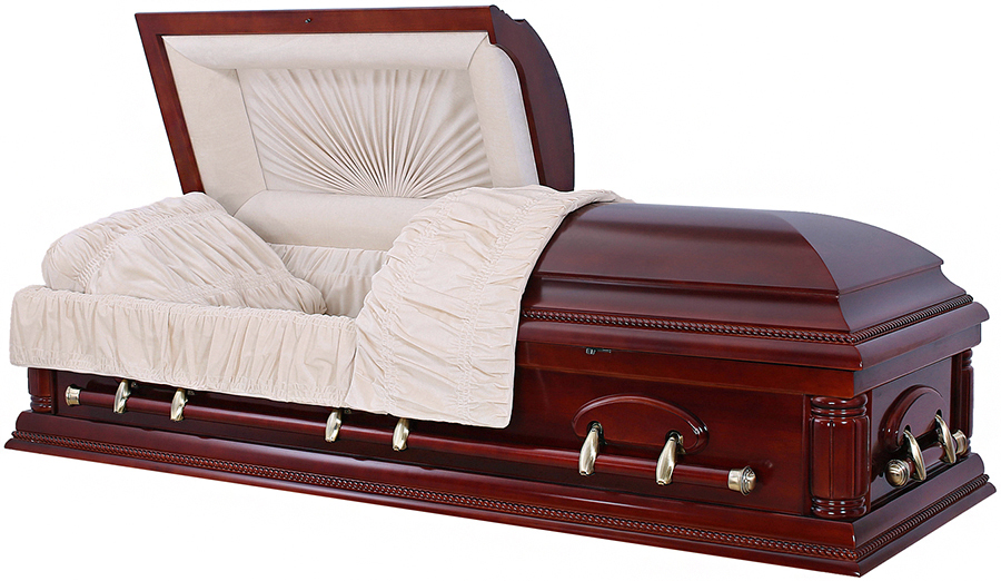 8879 - Solid Mahogany CasketCream Velvet Interior