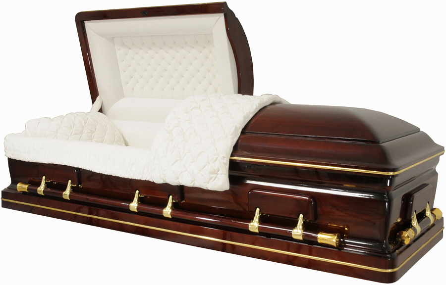 8884 - Solid Mahogany CasketWhite Velvet Interior