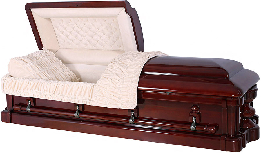8900 - Nancy Reagan, Solid Mahogany CasketAlmond Velvet
