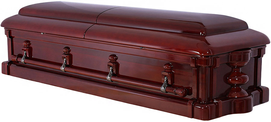 8900 - Nancy Reagan, Solid Mahogany CasketAlmond Velvet