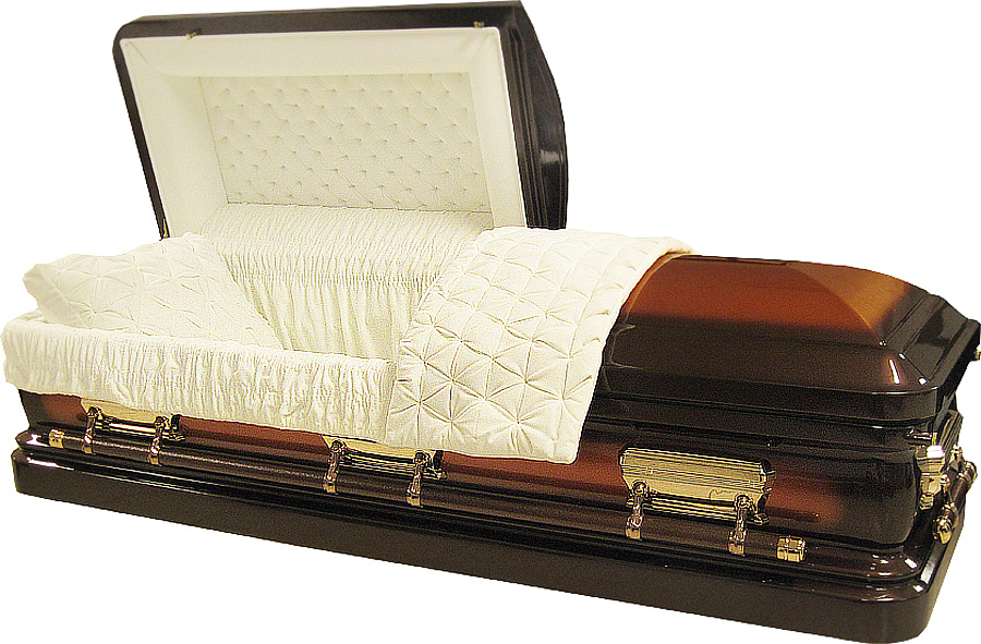 8921ss - Stainless Steel CasketBrown with Copper BrushQuilted and Tufted Almond Velvet