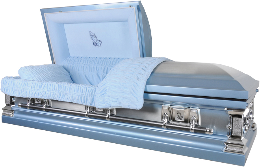 8958ss - Stainless Steel CasketLight Blue with Light Blue Interior