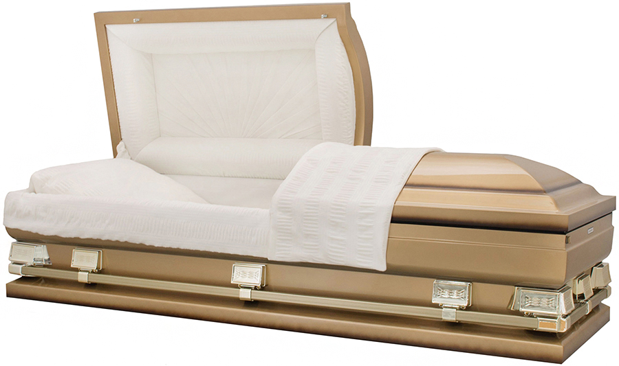 9338-29 - Gold w/ Brown AccentLight Beige Crepe Interior 28.5" inside / 29 1/4" outside