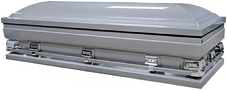 9358-33 Full Couch Silver CasketWhite Crepe Interior w/ Foot Panel 32" In / 33 3/4" Out