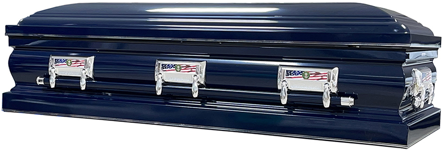 9383fc U.S. Marine Corps, Navy Shell 18gaFull Couch White Interior w/ Gold Trim & Foot Pan