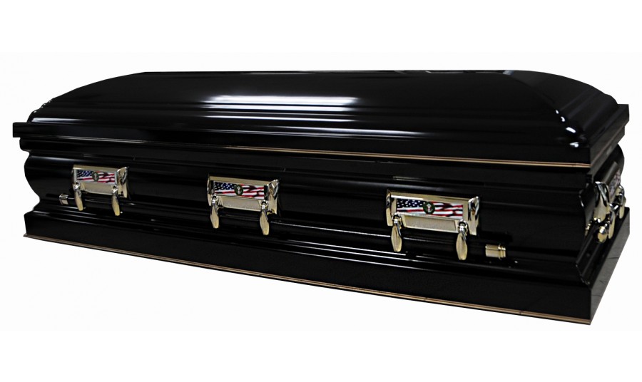 9384-FC 18 Gauge U. S. Army Black Casket Silver Hardware Gold Pinstripe
