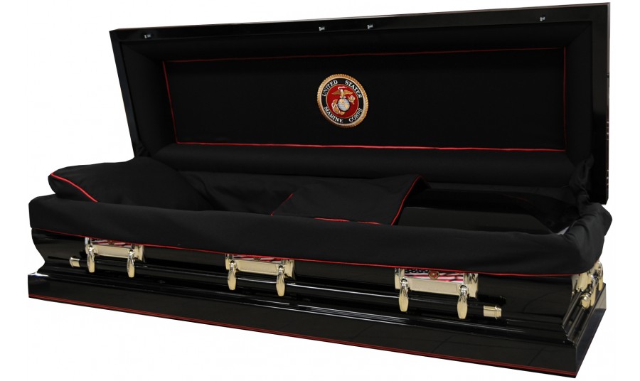 9387-FC = 8305-FCa Black Marine Corps Casket (18ga)