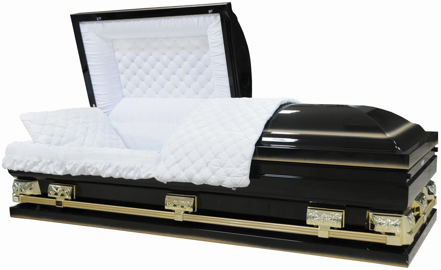 9395-29 - Black w/ Gold AccentGold Hardware, White Velvet 28.5" inside / 29 1/4 outside