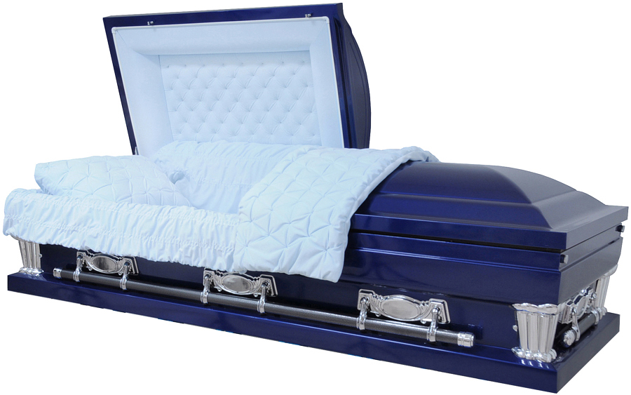9416x-29 - Oversized - Dark Blue CasketLight Blue Velvet, Swing Bar28" inside / 29" outside