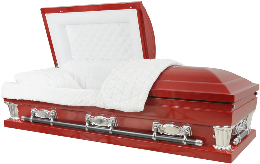 9423X-29 - Oversized - Red CasketWhite Velvet, Swing bar28" inside / 29" outside