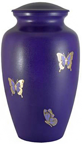 244-A - Brass UrnBlue/w SilverButterflies