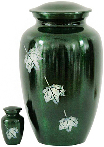 248-A - Brass UrnLeaves, Dark Green