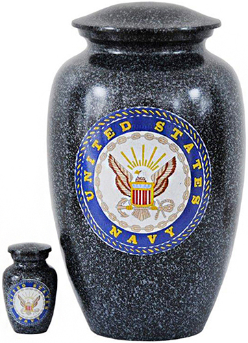 252-A - Brass UrnNavy, Gray+Black Speckles