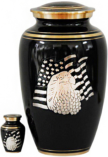 255-A - Brass UrnEagle+Flag, Black, Silver, Gold