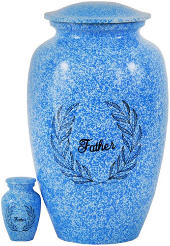 260-A - Brass UrnFather, Light Blue + Black Speckles