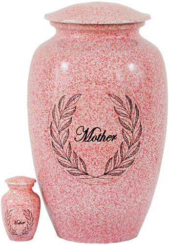 261-A - Brass Urn Mother, Pink and White Speckles