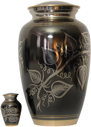 027-A - Brass UrnVelvet Box plus1 KeepsakeBlack/ Mirror Finish