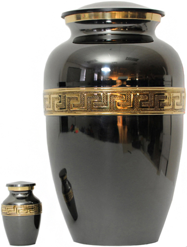 030-A - Brass UrnVelvet Box plus1 KeepsakeBlack/ Mirror Finish