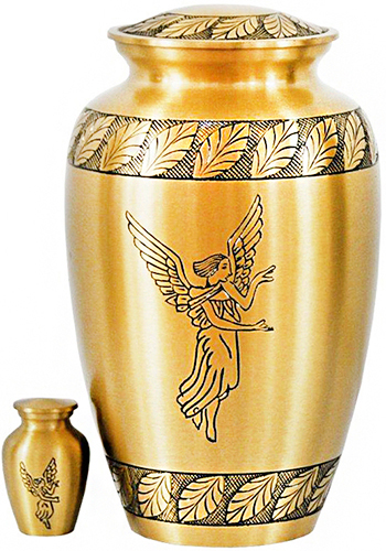 348-A - Brass Urn Angel, Gold+Black