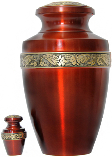 036-A - Orange Brass Urn Velvet Box plus1 Keepsake