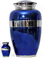 038-A - Brass UrnVelvet Box plus 1 KeepsakeBlue with Miirror Finish
