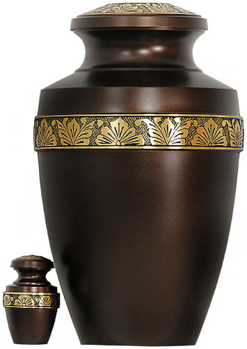 063-A - Brass UrnVelvet Box plus1 KeepsakeBrown with Gold