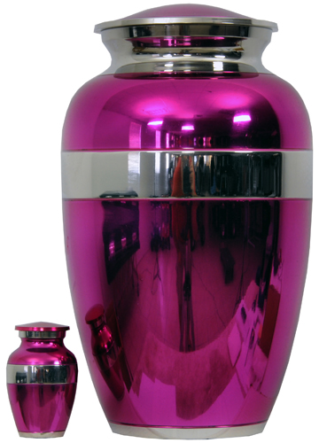 074-A - Brass UrnVelvet Box plus1 KeepsakePink with Mirror Finish