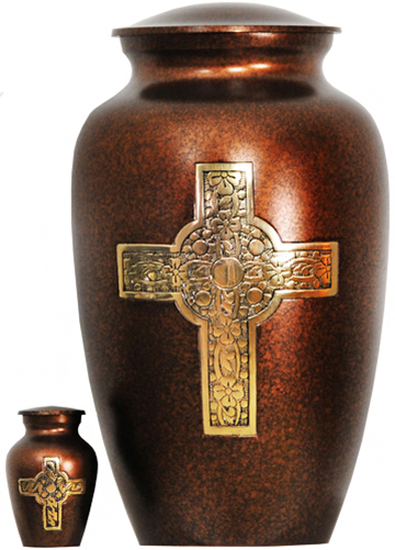 082-A - Brass UrnVelvet Box plus1 KeepsakeCopper with Black and Gold