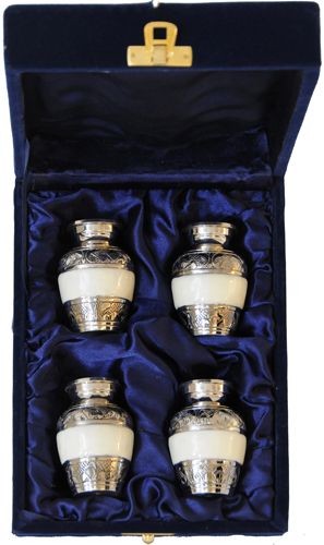 011-C - 4 Mini Brass UrnVelvet Box