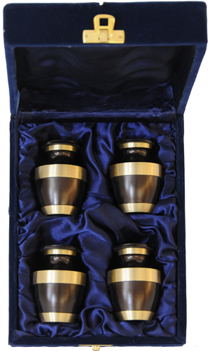 021-C - 4 Mini Brass UrnVelvet Box