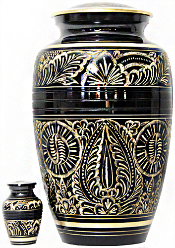 041-A - Brass UrnVelvet Box plus 1 KeepsakeBlack with Gold Trim