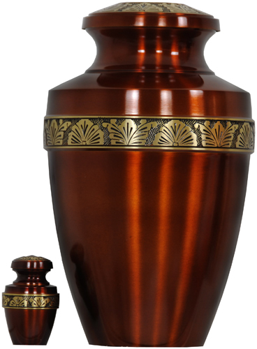 061-A - Brass UrnVelvet Box plus1 KeepsakeDark Orange