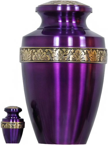 064-A - Brass UrnVelvet Box plus1 KeepsakePurple
