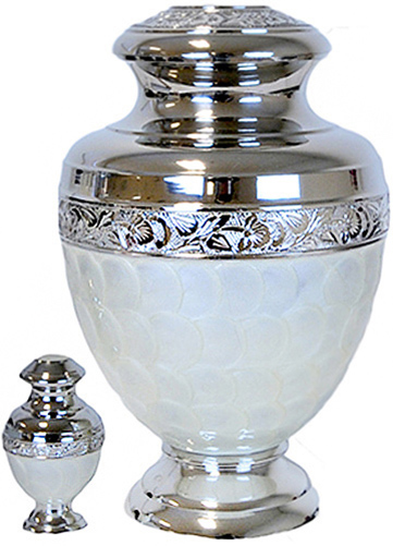 010-A - Brass UrnVelvet Box plus1 KeepsakeMother of pearl