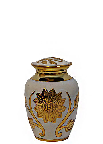 001-G - Half Size Brass UrnVelvet Box 5 1/2" Tall x 4" Wide