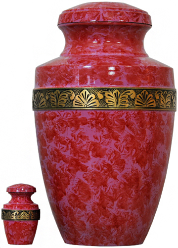 111-A - Brass UrnVelvet Box plus1 KeepsakePink & Red