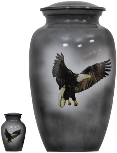 124-A - Brass UrnVelvet Box plus1 KeepsakeGray with Bald Eagle
