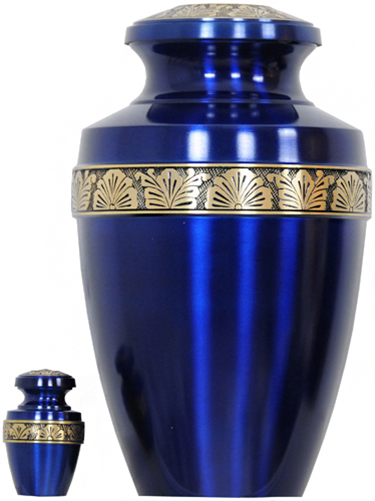 062-A - Brass UrnVelvet Box plus1 KeepsakeNavy Blue