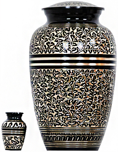 068-A - Brass UrnVelvet Box plus1 KeepsakeBlack with Gold Design