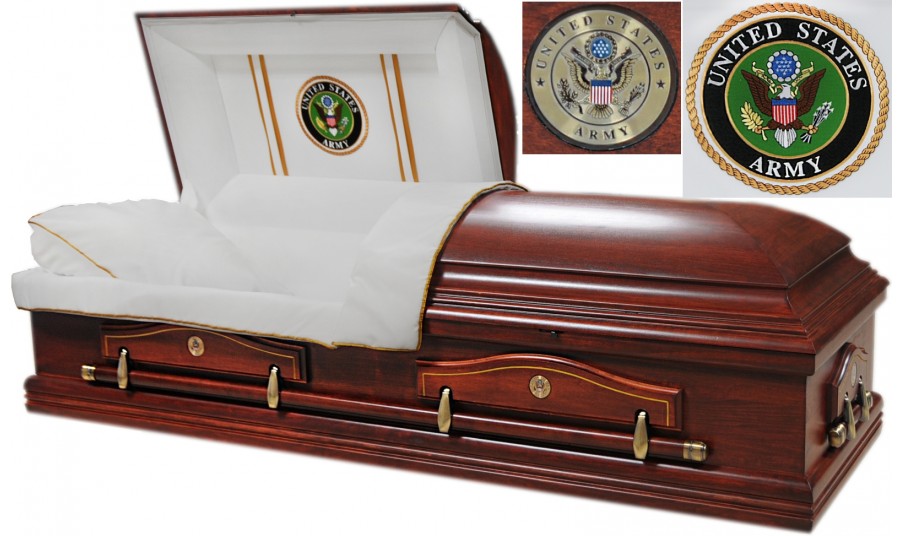 Army Casket — Solid Poplar, White Interior