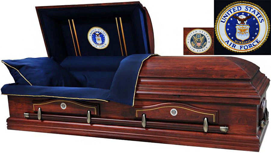 Air Force Casket — Solid Poplar Navy Blue Interior