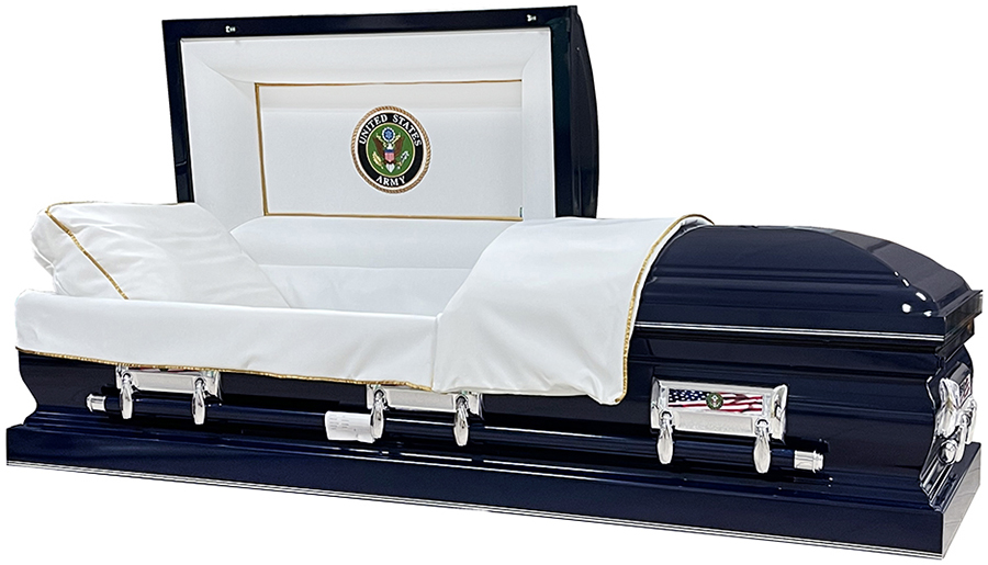 U.S. Army, 18 ga Navy Shell White Interior with Gold Outlining Blue Swing Bar with Silv