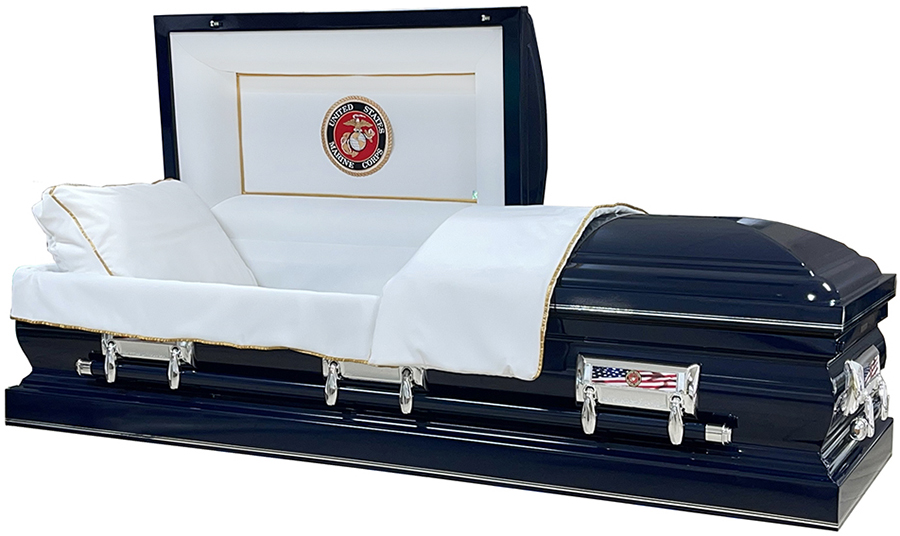 U.S. Marines Corps, Navy Shell 18ga White Interior with Gold Trim Blue Swing Bar